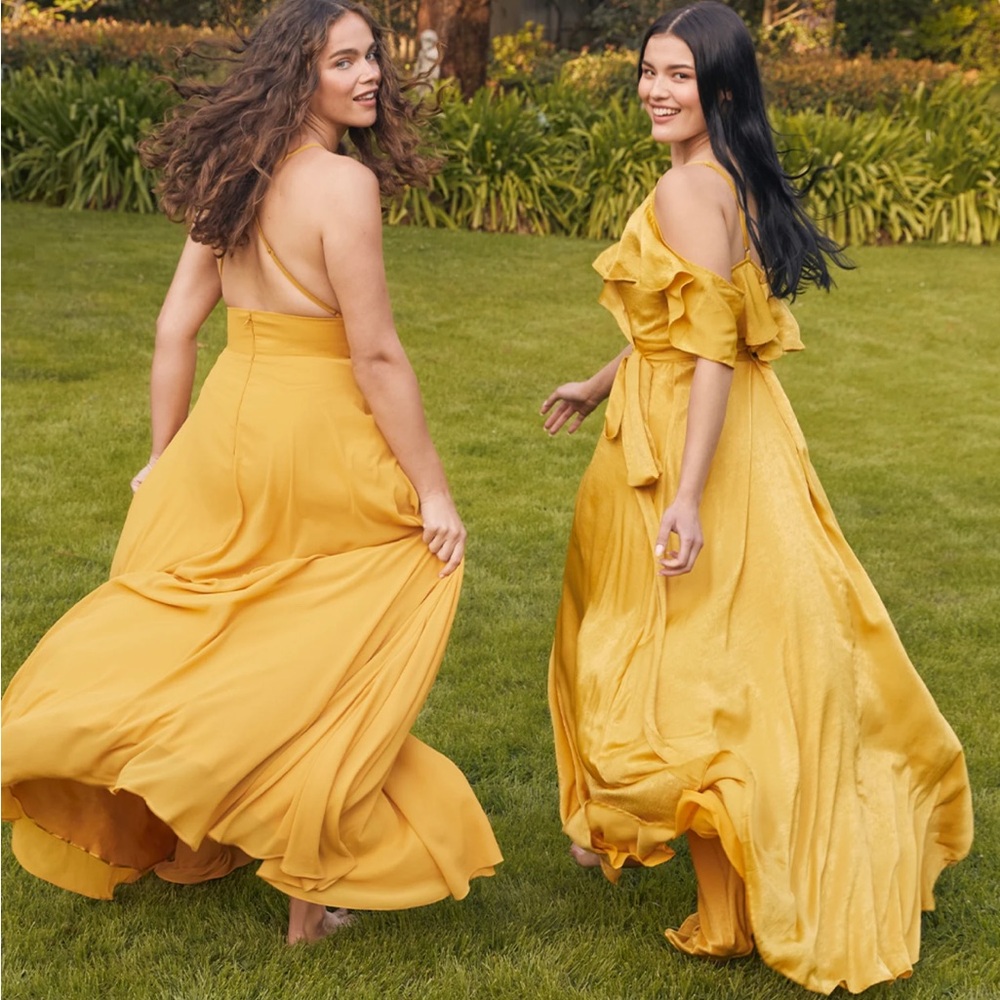 Lulu's Yellow Backless Maxi Dress